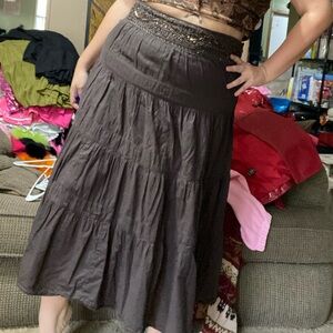 Old navy brown cotton skirt with beading